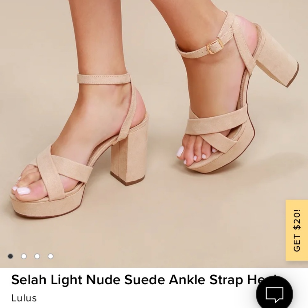 Lulu’s Selah nude suede block platform heel